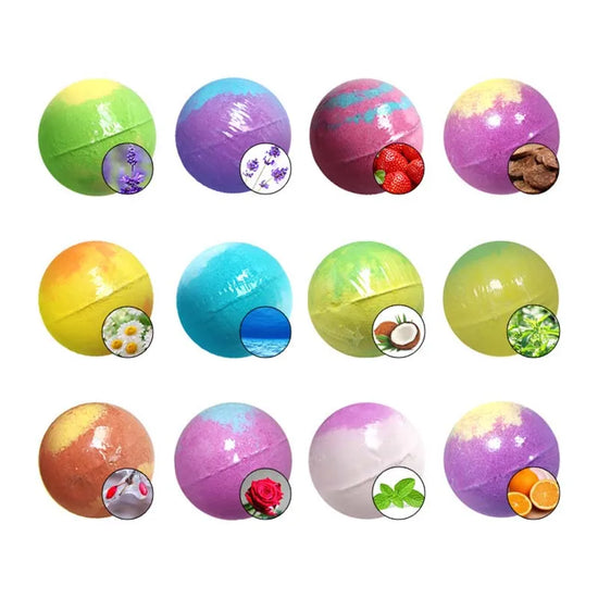 12 Pcs Bath Ball Set Dried Flower Mixed Color Essential Oil Bath Ball Mixed Color Floating Ball Bath Salt Ball
