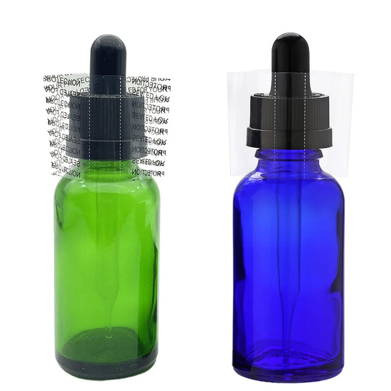 Shrink Bands 45x30mm 500Pcs Printed/Clear Perforated Heat Shrink Wrap Sealer for Bottle Caps Fits 3/4" to 1" Diameter